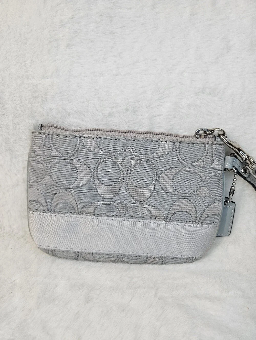 Coach Gray Signature Wristlet Pouch